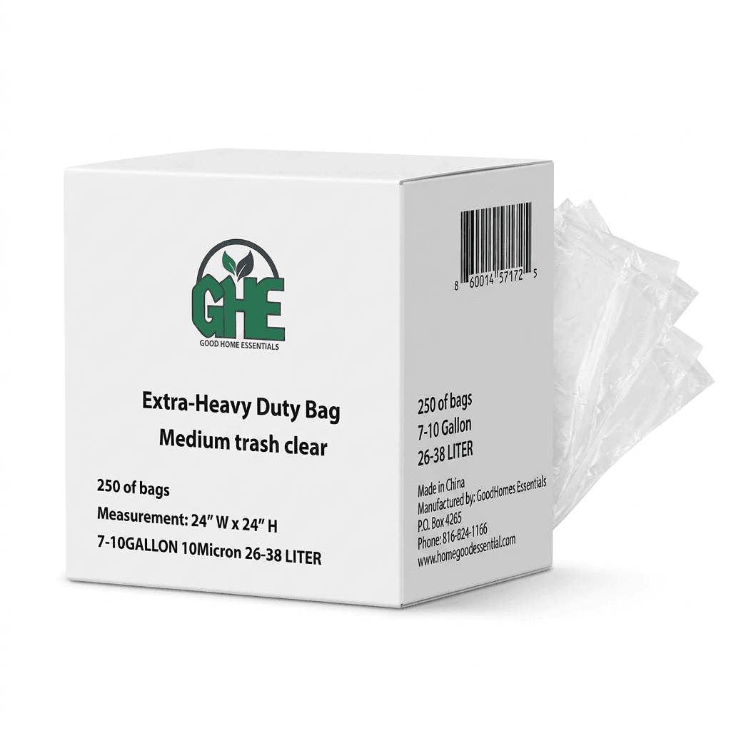 7-10 Gallon Clear Trash Bags – 250 Count