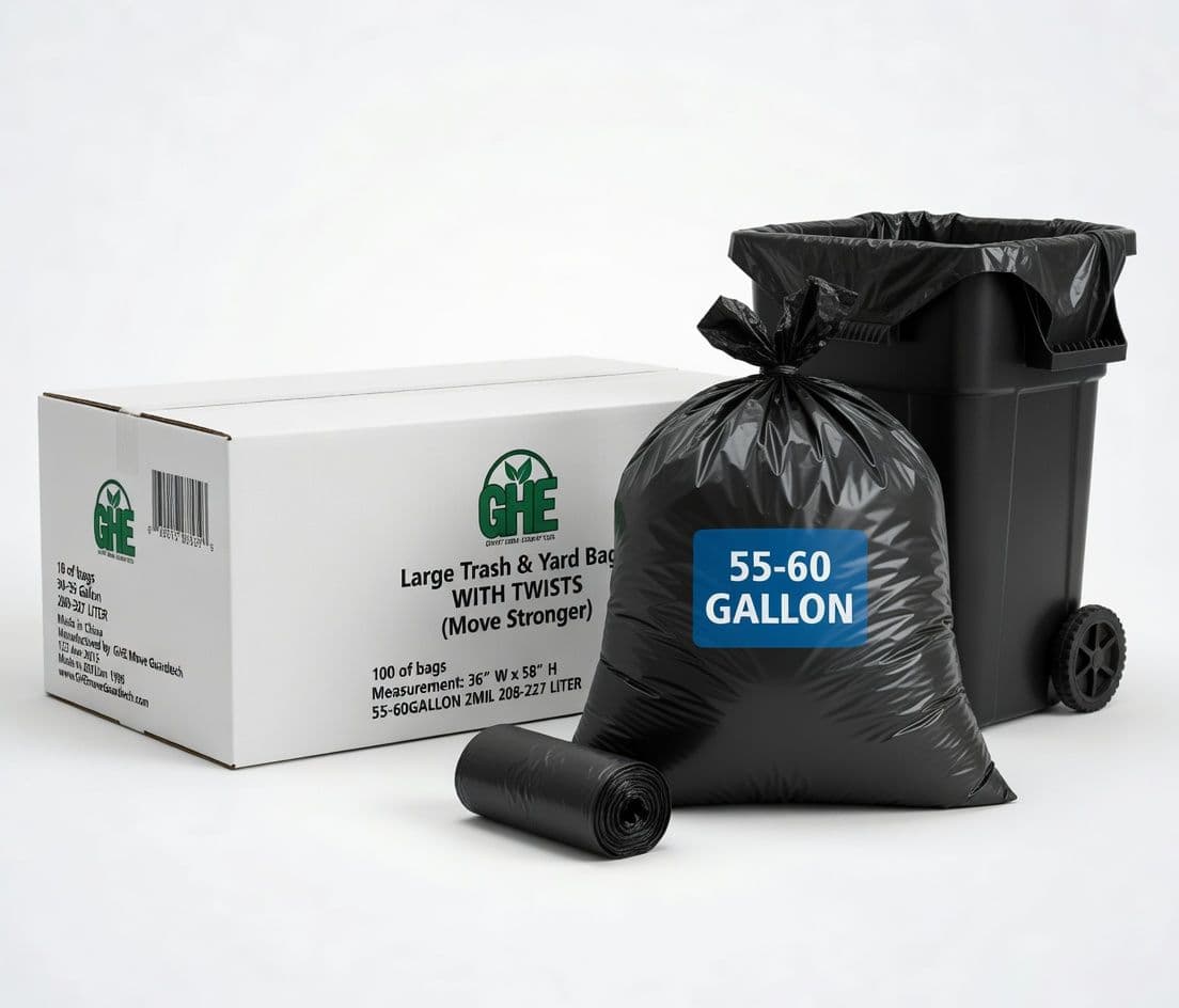 55-60 Gallon Black Trash Bags – 100 Count