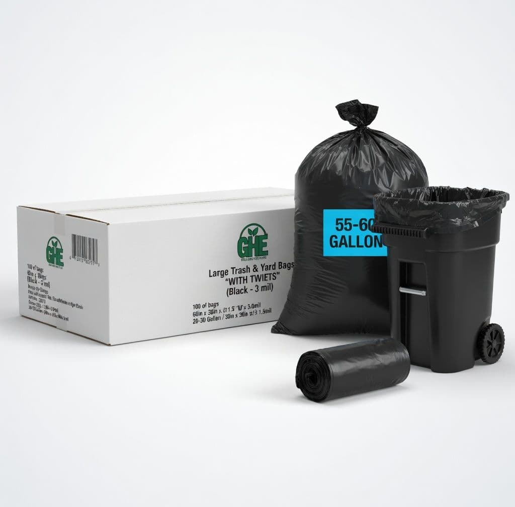 55-60 Gallon Black Trash Bags – 50 Count