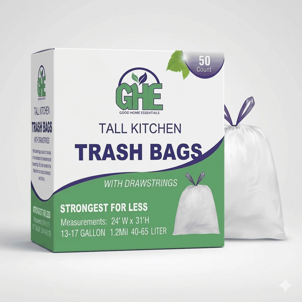 13–17 Gallon White Drawstring Trash Bags – Fresh Scent – 50 Count